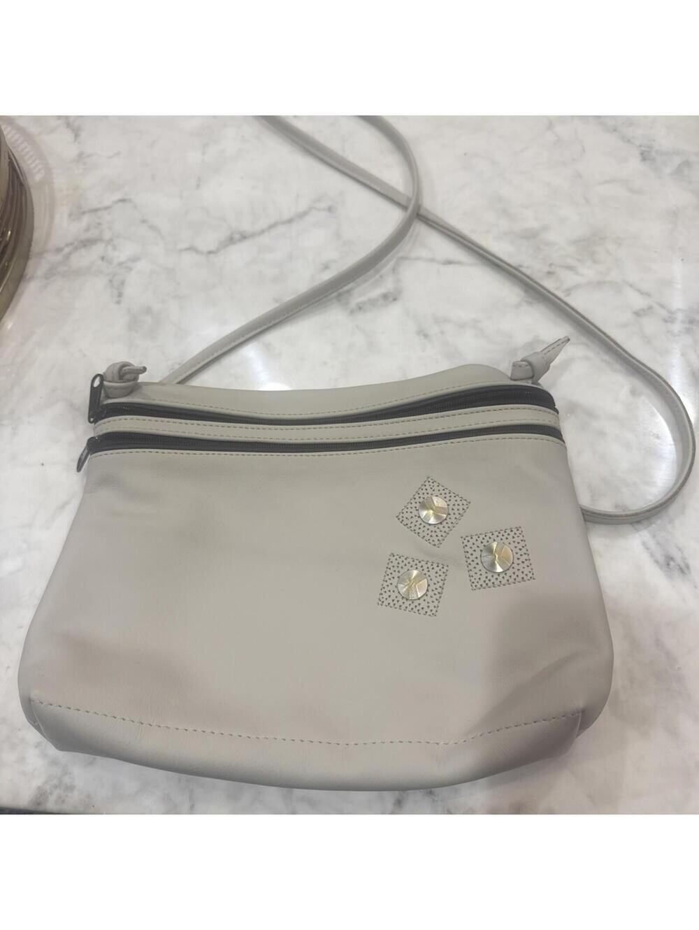 Gray Crossbody Purse- Double Zip Faux Leather